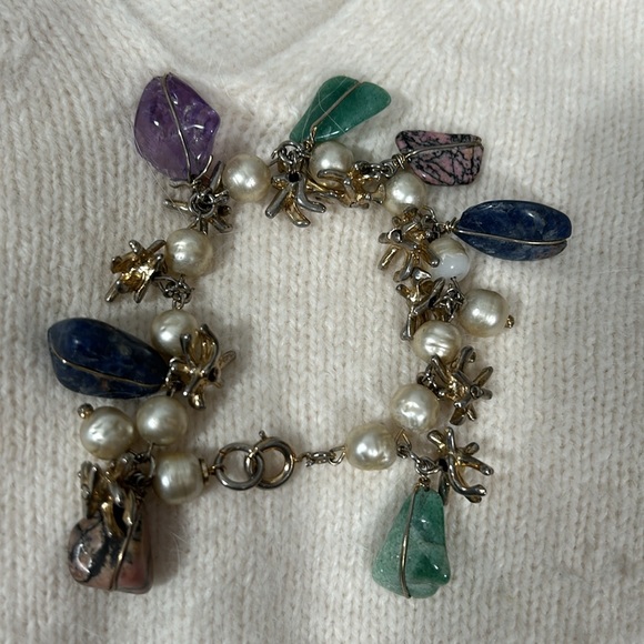 Pearl and Gemstone Bracelet charm 7” - Picture 7 of 8